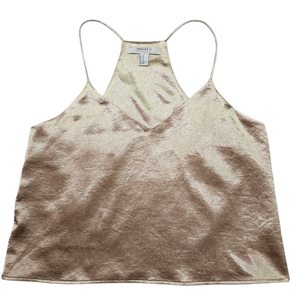 Forever 21 Contemporary Crop Gold Jacquard Top Medium